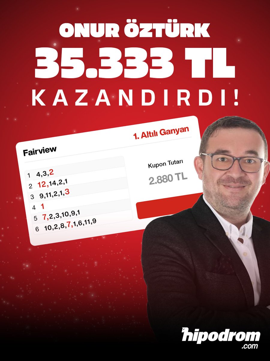💥 🎁 Uzman yazarımız Onur Öztürk (<a href="/YarisRuzgari/">🏇 Yarış Rüzgarı 🌪️</a>) 13 Mart Cuma Fairview yarış programında 1. altılı ganyanda üyelerimize 35.333 TL kazandırdı.