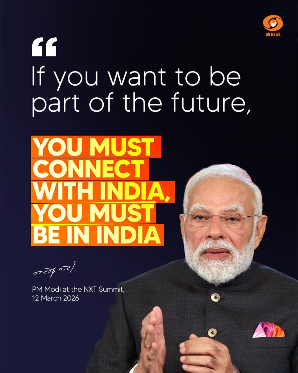 DDNewslive's tweet photo. If you want to be part of the future, you must connect with India, you must be in India.  

#PMModiAtNXT #NXTConclave2026 https://t.co/NIgWbCZFxZ