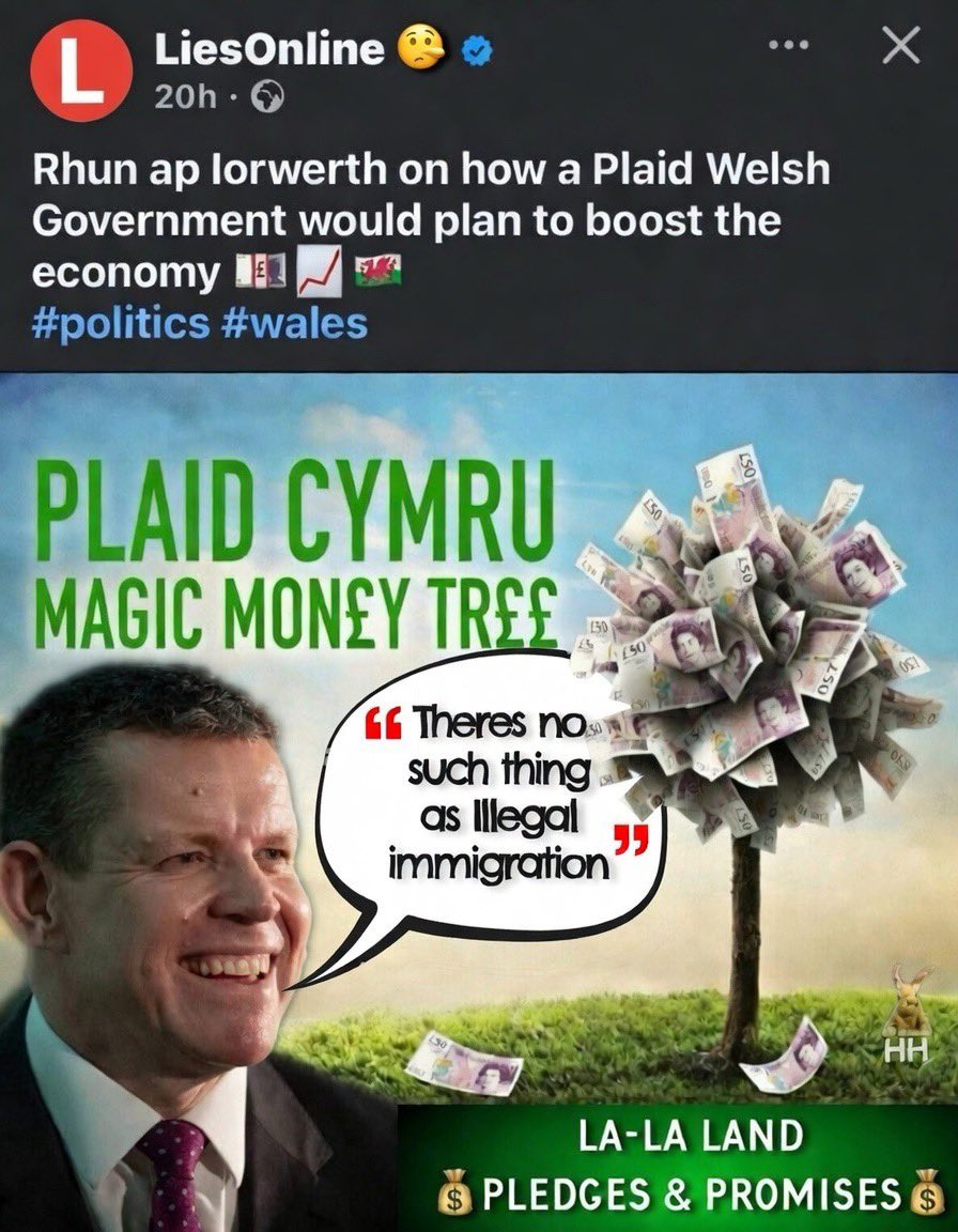 Ron on how a Plaid Welsh Gravy Train would fantasise how they would destroy the economy ...
#FixedIt #FakeNews #Satire #Senedd26
