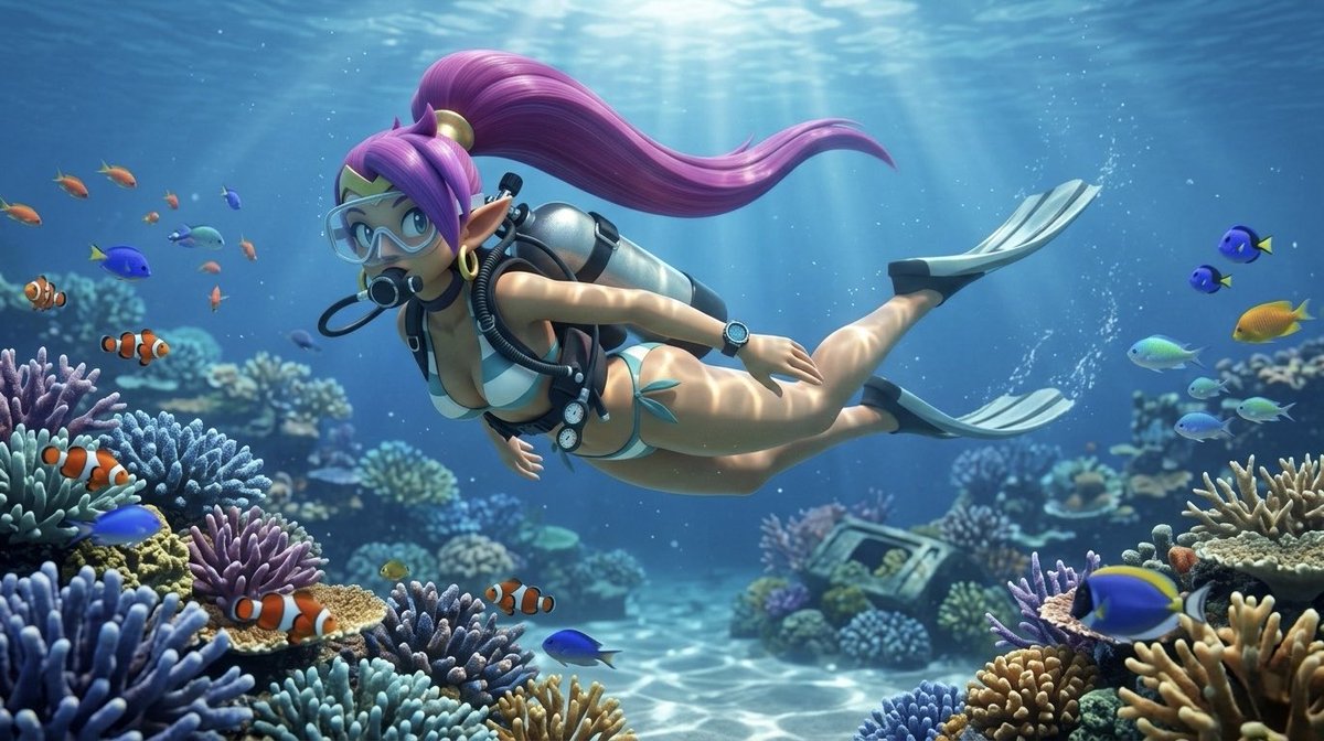 Shantae_Genie_'s tweet photo. I am underwater scuba diving 💜 https://t.co/VXBlVWpCSK