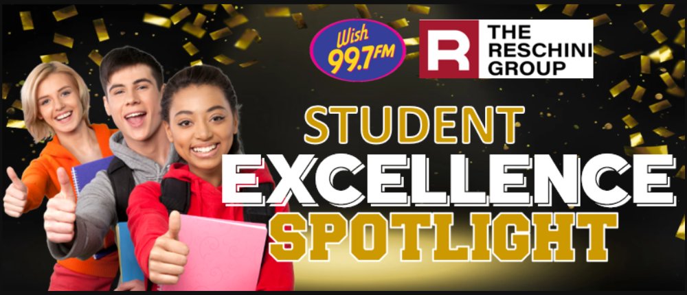 WISH997's tweet photo. WISH 99.7 and The Reschini Group want to recognize high school juniors and seniors for their academic achievements and more in our Student Excellence Spotlight Program. One student will receive $500 for their efforts each month! Nominate at https://t.co/rS3zytLzuS today! https://t.co/8GFzRo8N5c