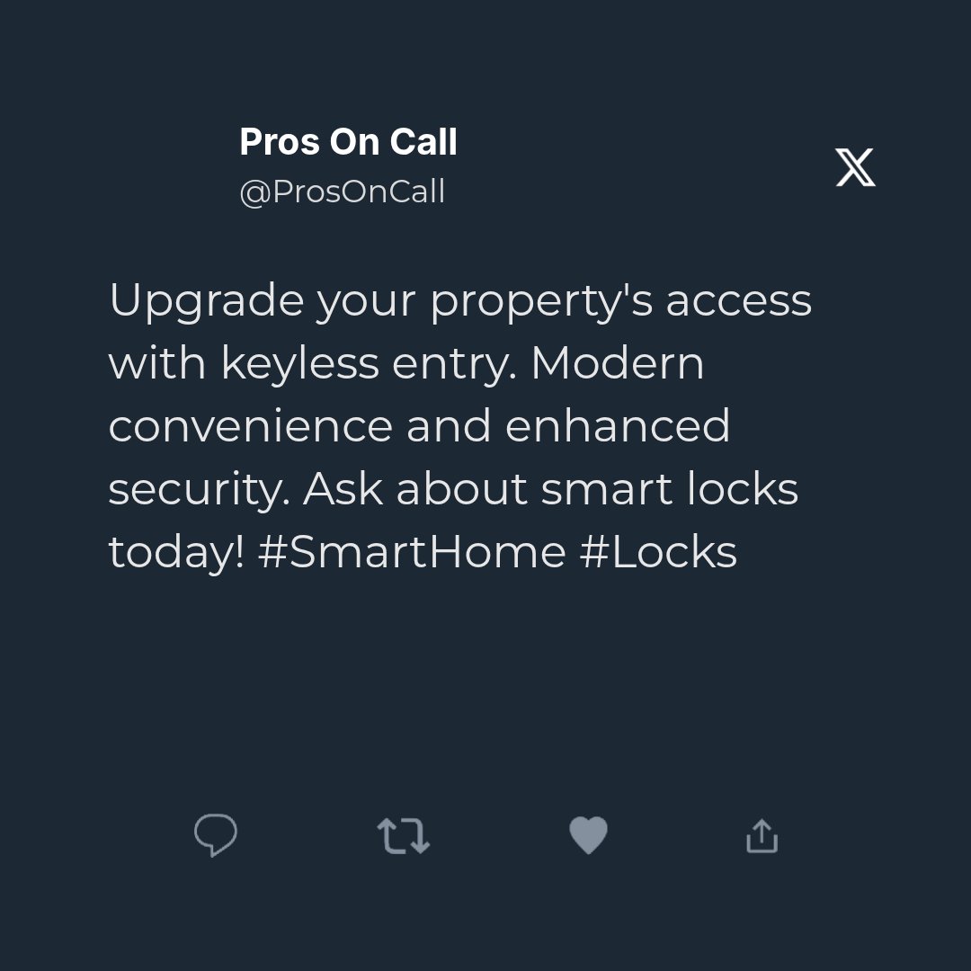 Pros_On_Call's tweet image. Upgrade your Texas property's access! Explore keyless entry and advanced lock systems for modern convenience and enhanced security. Ask Pros On Call about smart lock installations. #SmartLocks #KeylessEntry #Texas