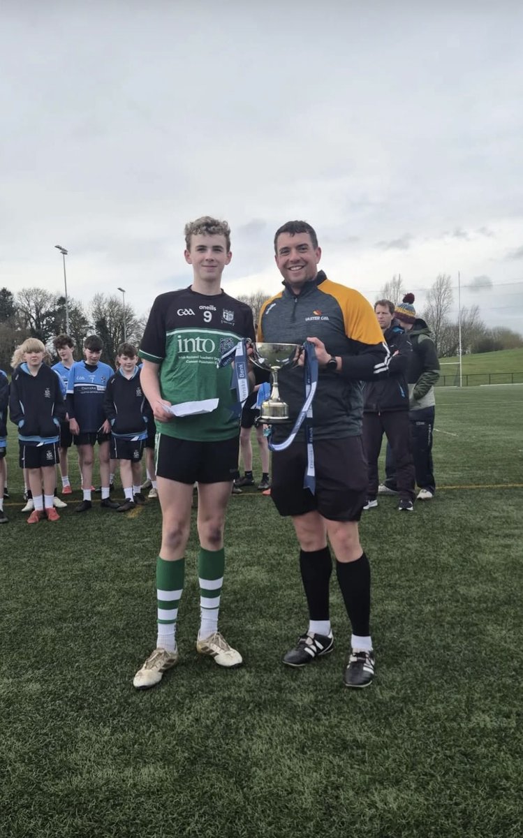 ulsterschools's tweet photo. 🎉 Congratulations to St. Colmcille's High School Crossgar, on winning the @DanskeBank_UK U14.5 Brother Sharkey Cup today! 🏆

Well done to everyone involved 👏👏
Commiserations to Dominican College, Portstewart. https://t.co/tJrX7KST9y
