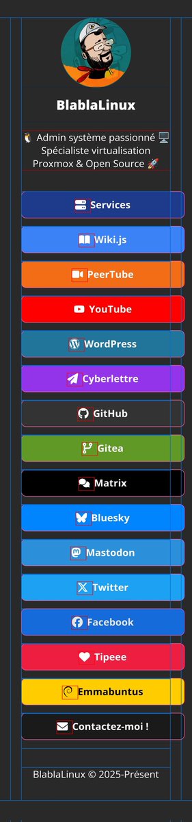 BlablaLinux's tweet image. 1/2
Le responsive mobile dompté par #NPM !

Petit coup de propre sur mon instance #LittleLink : grâce à l'injection #CSS via #Nginx #Proxy Manager, j'ai recalé l'affichage mobile au pixel près.