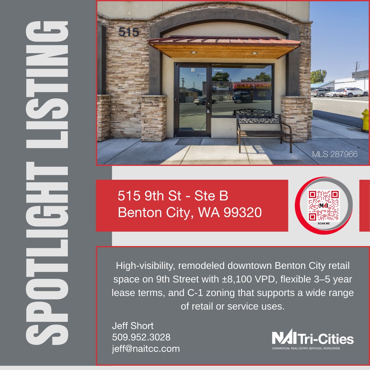 515 9th St - Ste B, Benton City, WA 99320

📞 Contact Jeff Short at NAI Tri-Cities for more details: ​
📩 jeff@naitcc.com | ☎️ 509-952-3028​
🌐View Listing: 1l.ink/7N4DWK6​

#BentonCityWA #RetailSpace #ForLease #TriCitiesWA #NAITriCities #NAITCC