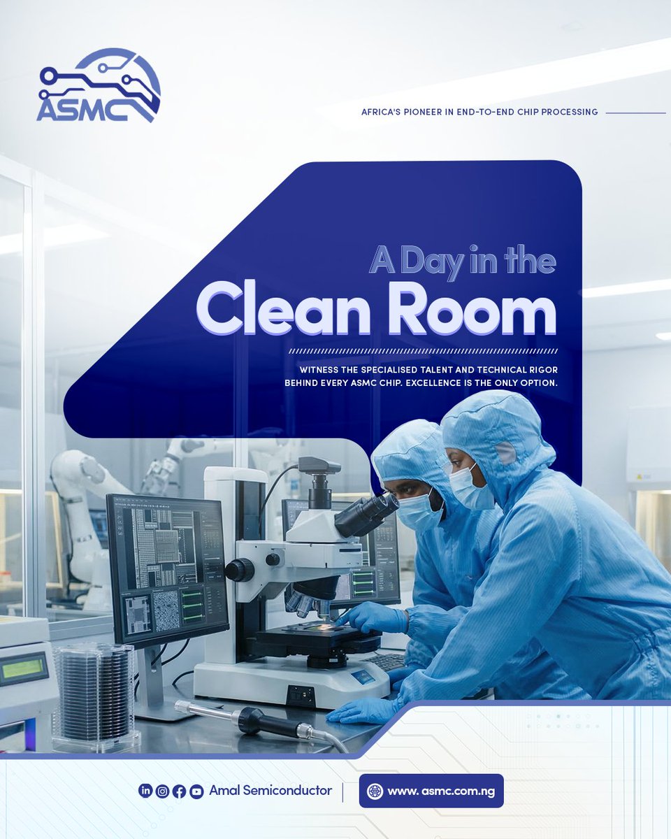 AmalSemicon's tweet image. Witness the specialized talent and technical rigor behind every ASMC chip. Excellence is the only option. 

Discover how ASMC is shaping the future of semiconductor innovation. Visit our website at info@asmc.com.ng to learn more.

#ASMC #SemiconductorInnovation