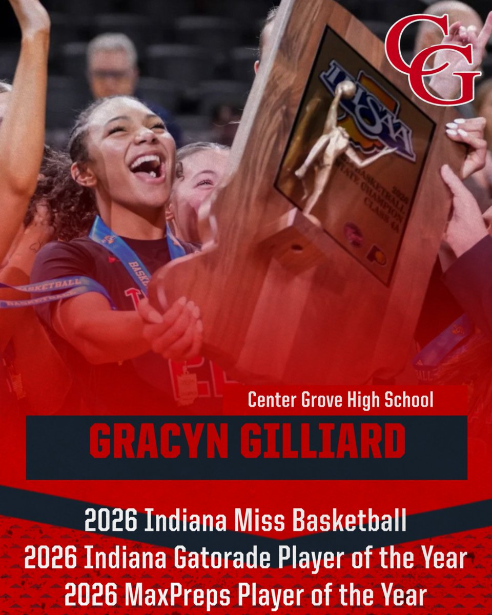 CGTrojansAD's tweet photo. Congratulations Gracyn Gilliard on a remarkable season.  Undefeated, State Champion, Gatorade POY, MaxPreps POY, and now Miss Basketball https://t.co/WT4zvLfGPa