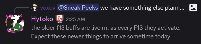 Forsaken_News's tweet image. 🚨News🚨

The older Friday the 13th buffs are currently active with new things to arrive sometime today!

📢This information comes from the Official Forsaken Server.📢

#Forsaken #forsakenroblox #slasher