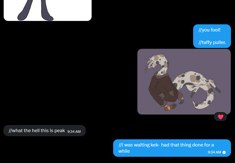 Diminamorpho's tweet photo. //He fell for my trap and got the taffy puller treatment. :]

//wasnt prepared for both of my [clears throat] 'cats' though https://t.co/PtnOfZdVIy