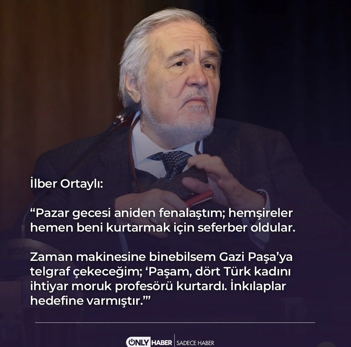 “Gezin,görün,keşfedin.Başkalarıyla ilgilenin,okuyun,sevin.
Bunları dolu dolu yapınki izleri yüzünüze yansısın.
Yüzünüz ifadesiz kalmasın.” #İlberOrtaylı 📚

Ülkemiz yeri doldurulamaz çok büyük bir değerini,insan hazinesini kaybetti.Toprağı bol olsun.
🙏🏻💐
