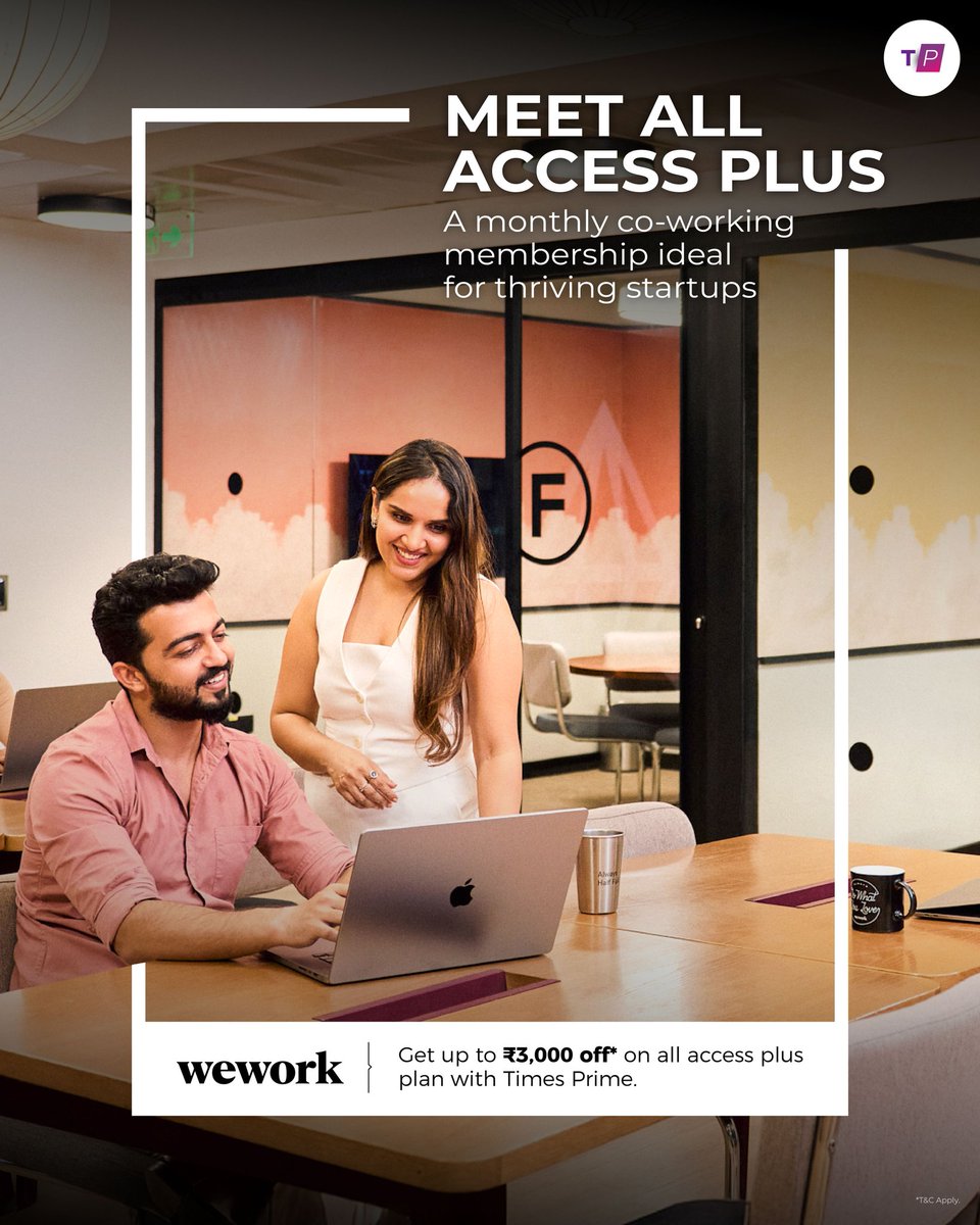 timesprime's tweet image. Where productivity meets possibility.

Get upto 3,000 off on @WeWorkIndia all access plus plan with Times Prime.

#timesprime #wework #coworkingspace #corporatelife #workingspace