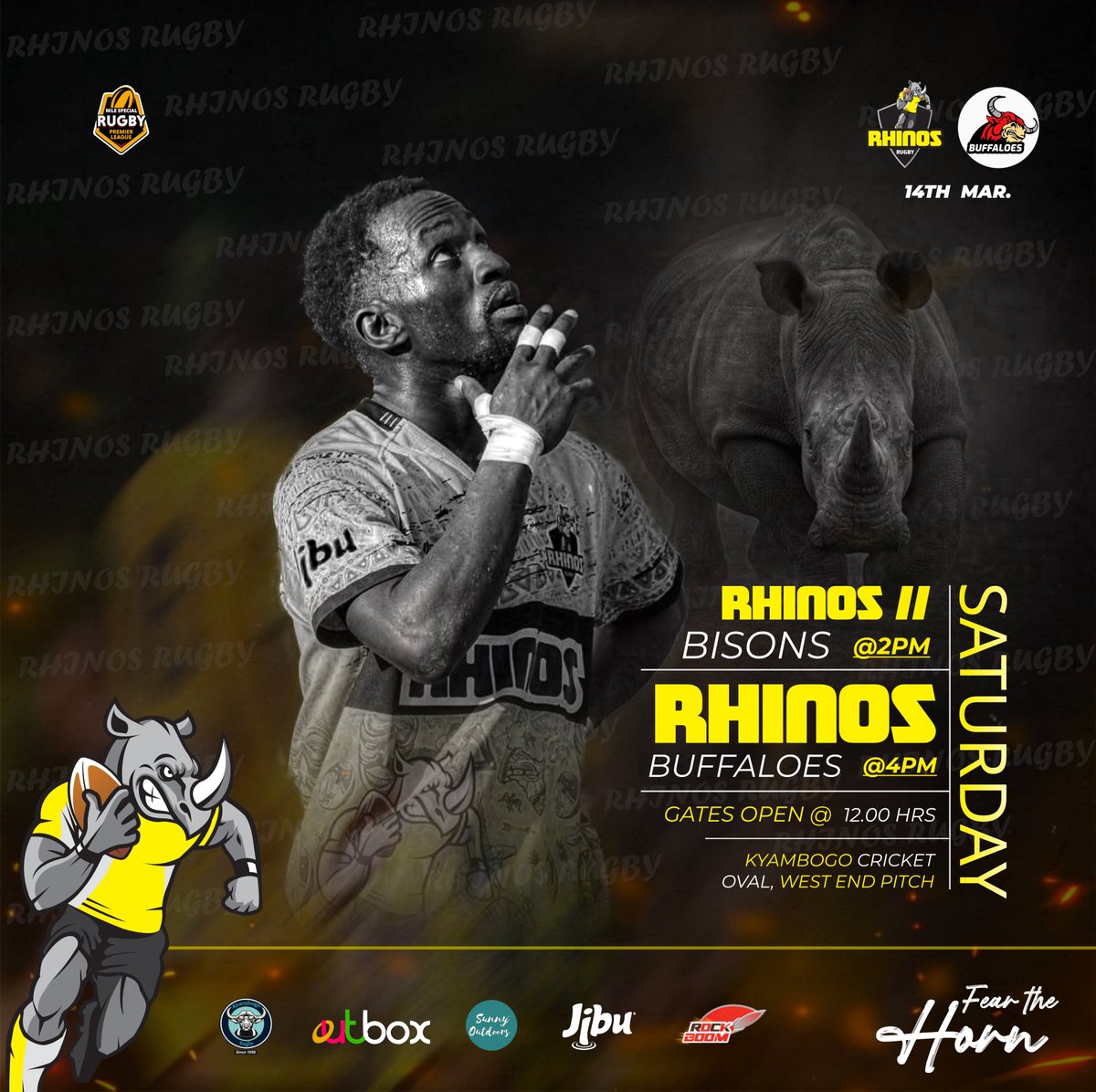 RhinosRugbyUG's tweet photo. THE #HornyAffair RETURNS

We take on @BuffaloesRFC at home.

Team news will drop at 11pm tonight. https://t.co/dGy1vtVyZi