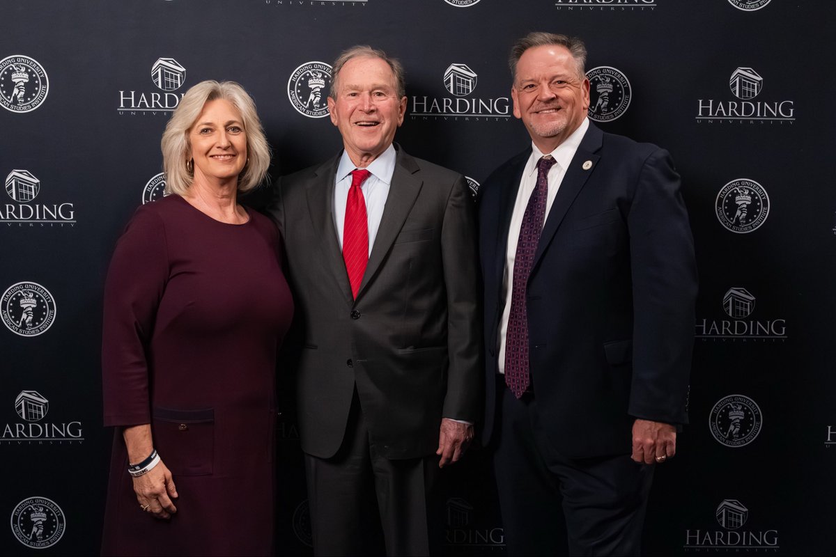 Honored to hear President George W. Bush speak at <a href="/HardingU/">Harding University</a> this week as part of the American Studies Institute. His reflections on leadership, faith, and service were a powerful reminder of the lasting impact of his time leading our nation.