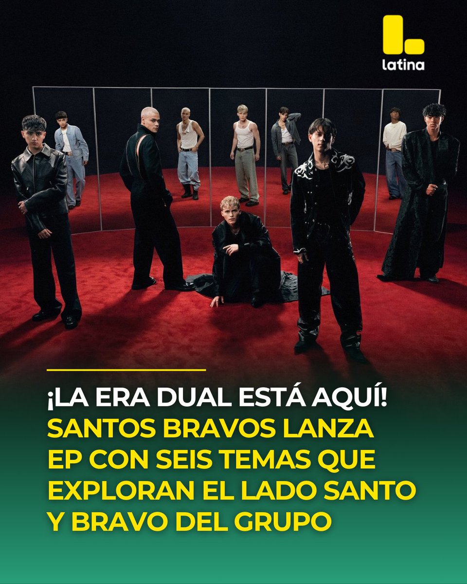 Latina_pe's tweet photo. ¡LA ERA #DUAL ESTÁ AQUÍ! 🔥#SantosBravos presenta DUAL, su primer EP, un trabajo que refleja las dos caras que caracterizan su estilo: una más íntima y emotiva, y otra cargada de ritmo. 🎶 El material reúne seis canciones en total, incluyendo los temas ya conocidos 0% y #Kawasaki, junto a cuatro nuevas propuestas que amplían la propuesta musical del quinteto. ✨