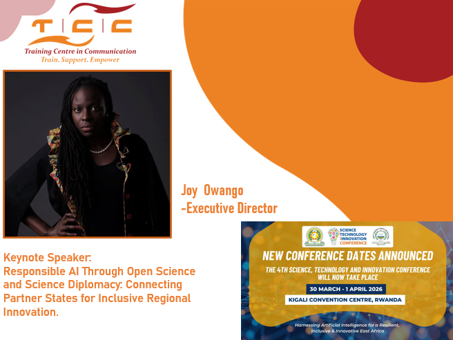 tccafrica's tweet photo. We’re excited to share that our Executive Director, @JoyOwango, will deliver a keynote at the 4th EAC Regional STI Conference- @EAC_STI  (30 Mar–1 Apr 2026, Kigali). Her talk: “Responsible AI Through Open Science &amp; Science Diplomacy.”
Learn more: https://t.co/xIs87VSy6Q https://t.co/jevjUA9gzC