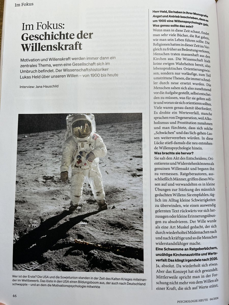 Für Psychologie Heute habe ich über die Geschichte der Willenskraft gesprochen. Danke an Jana Hauschild für die Fragen und das Interesse an meinem Buch „Angst und Antrieb“ (KUP 2024). psychologie-heute.de/gesellschaft/a…
