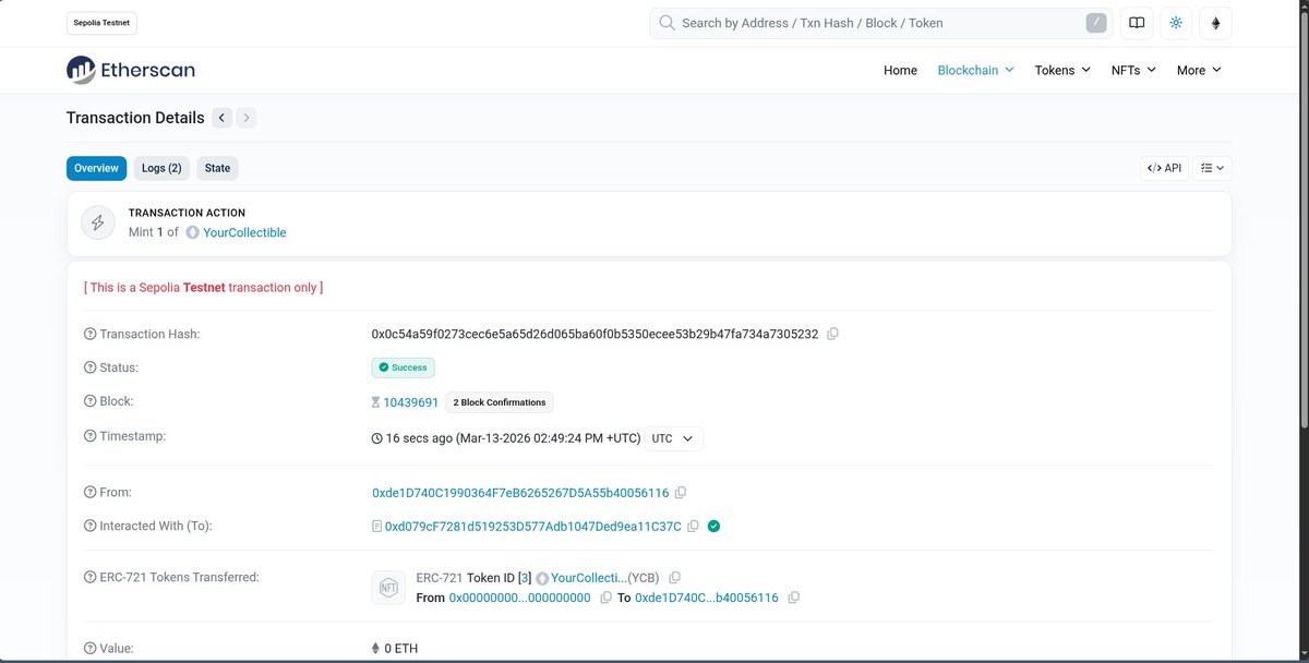 dkyosef200's tweet image. Just crushed my first milestone on SpeedRunEthereum (Challenge 0: tokenization) 

This challenge was the perfect playground to set up my environment, and actually Mint &amp;amp; Transfer NFTs on a live local frontend.

The dev environment is fully prepped. 

#SpeedRunEthereum #Web3