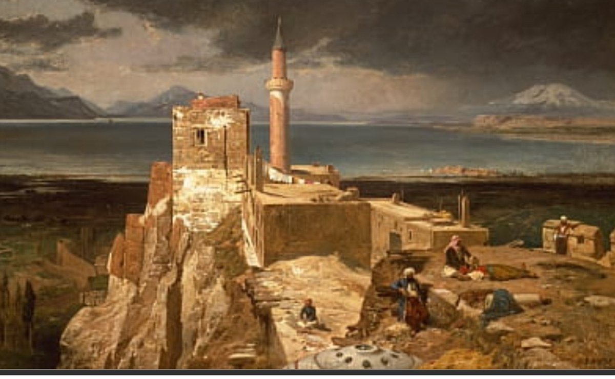 1847, wênesaz û geştyarê Fransî Jules Laurens, dîmena "Kela Wanê û Çiyayêd Sîpan" xêz kirîye.

1847, Fransız ressam ve seyyah Jules Laurens tarafından çizilen "Van Kalesi ve Süphan Dağı" görünümü.