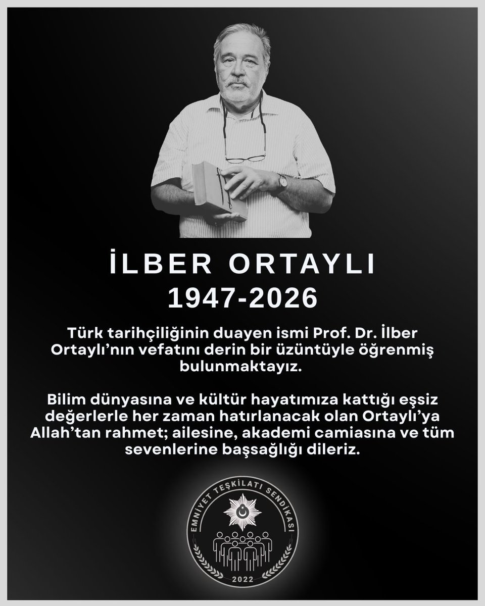 Türk tarihçiliğinin duayen ismi Prof. Dr. İlber Ortaylı’nın vefatını derin bir üzüntüyle öğrenmiş bulunmaktayız. 

Bilim dünyasına ve kültür hayatımıza kattığı eşsiz değerlerle her zaman hatırlanacak olan Ortaylı’ya Allah’tan rahmet; ailesine, akademi camiasına ve tüm sevenlerine