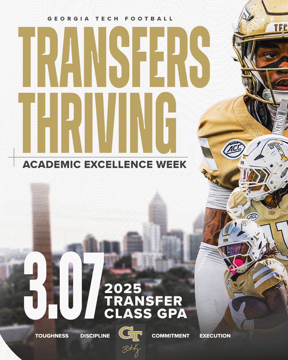 GeorgiaTechFB's tweet photo. Transfers Thriving 📚

#StingEm 🐝 https://t.co/ok2VVQVKDm