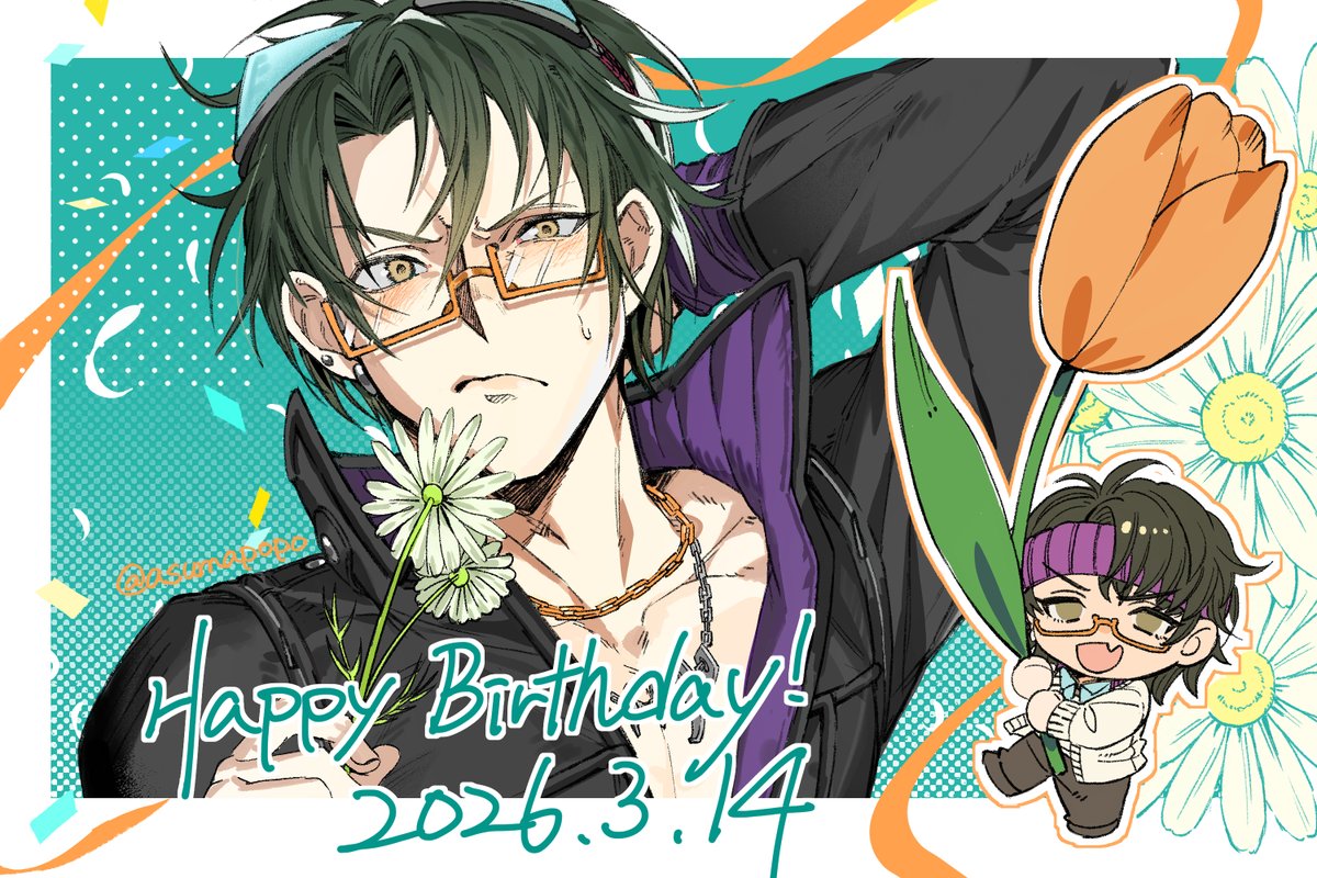 asumapopo's tweet photo. 沙明誕生日おめでとう🖤昨年のWD沙明を添えて……🌷
#沙明生誕祭2026 https://t.co/AXOG4qPgW7