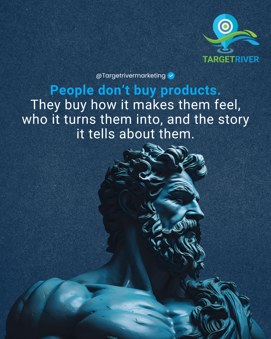 TargetRiver's tweet photo. 💡 People Don't Buy Products - They Buy Feelings, Transformations &amp; Stories!

#marketingtruths #emotionalmarketing #brandstorytelling #customerpsychology #marketing #digitalmarketing #brand #socialmedia #marketingageny #targetriver https://t.co/nZqvdHodlM