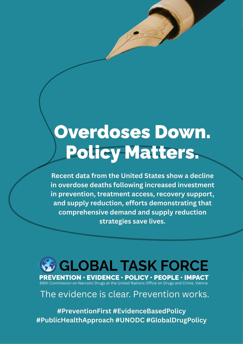 Recent data from the U.S. show a decline in #overdose deaths following increased investment in #prevention, #treatment access, #RecoverySupport and supply reduction. This demonstrates that comprehensive strategies save lives! #PublicHealthApproach
<a href="/UNODC/">UN Office on Drugs & Crime</a>