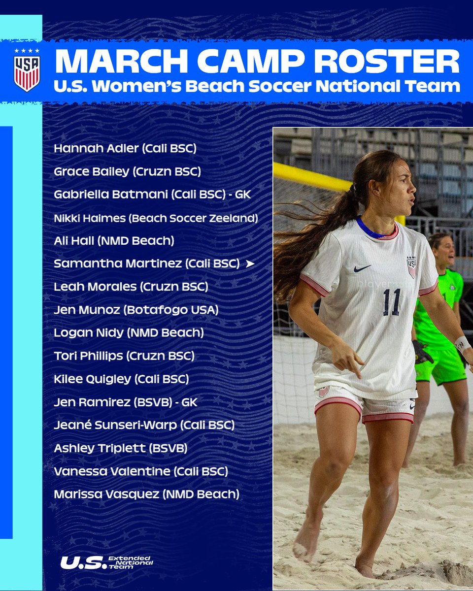 Morgan Church has selected a 16-player roster for the #USbeachWNT's upcoming training camp in Huntington Beach 🏝️

📰 ussoc.cr/ihv