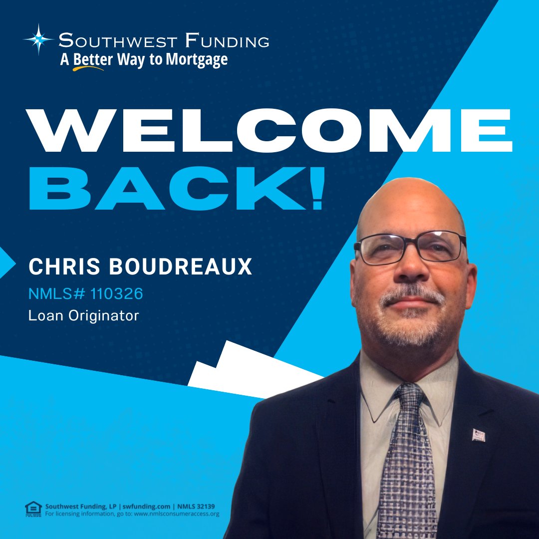 swfunding1's tweet image. Welcome back, Chris Boudreaux! 🎉⁠
We’re thrilled to have you back on the Southwest Funding team! ⁠

Excited for what’s ahead and proud to be part of your journey once again. ⁠
Let’s make big moves together! 🏡⁠

#WelcomeBack #MortgagePros #TX #JoinTheTeam #SWFunding