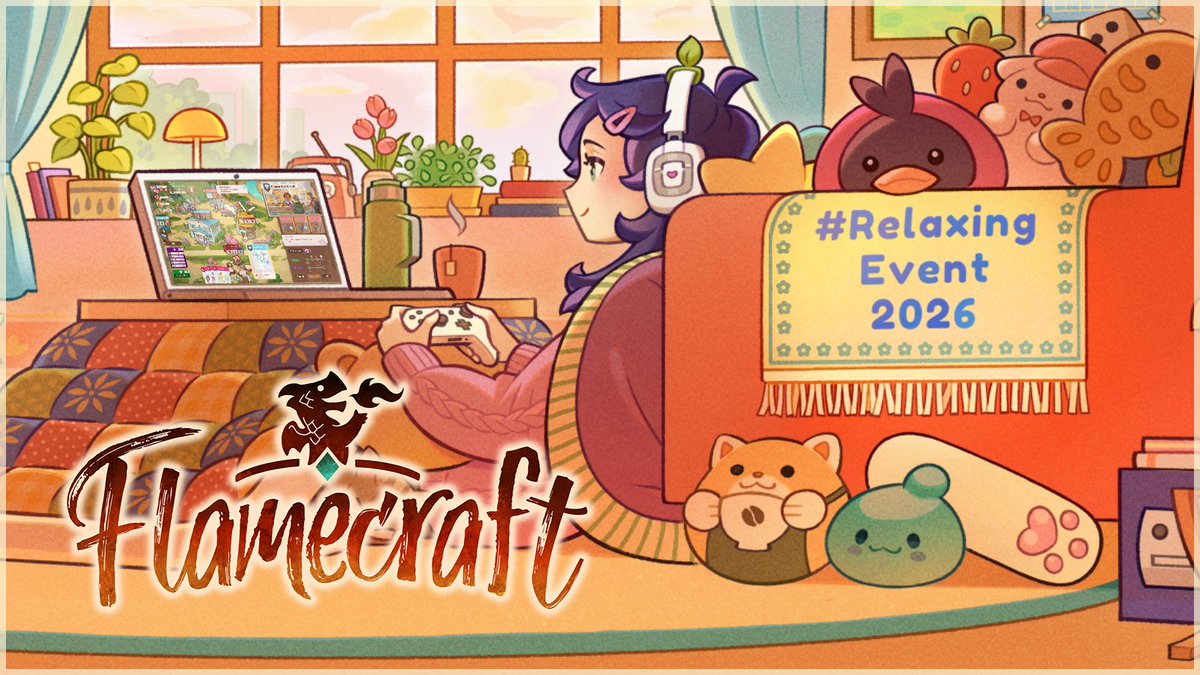 monstercouch's tweet photo. Flamecraft is joining #RelaxingEvent 2026! 🎉

It's a celebration of cozy, warm and relaxing games, which is exactly what we all need right now 🧡

If you like Flamecraft - add it to your wishlist! Your support means everything ✨

This one is for you, Cozygamers! https://t.co/6yN6Espp7H