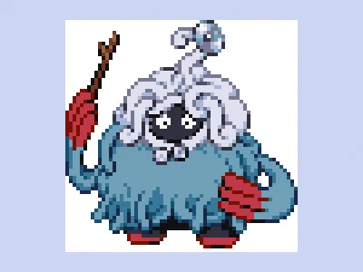 ときどき更新、ポケモン ドット絵 本日は #ぽこあポケモン の #モジャンボはかせ。 何故か缶ヅメに入っているニンゲンのおとしものは ハカセに鑑定してもらおう。