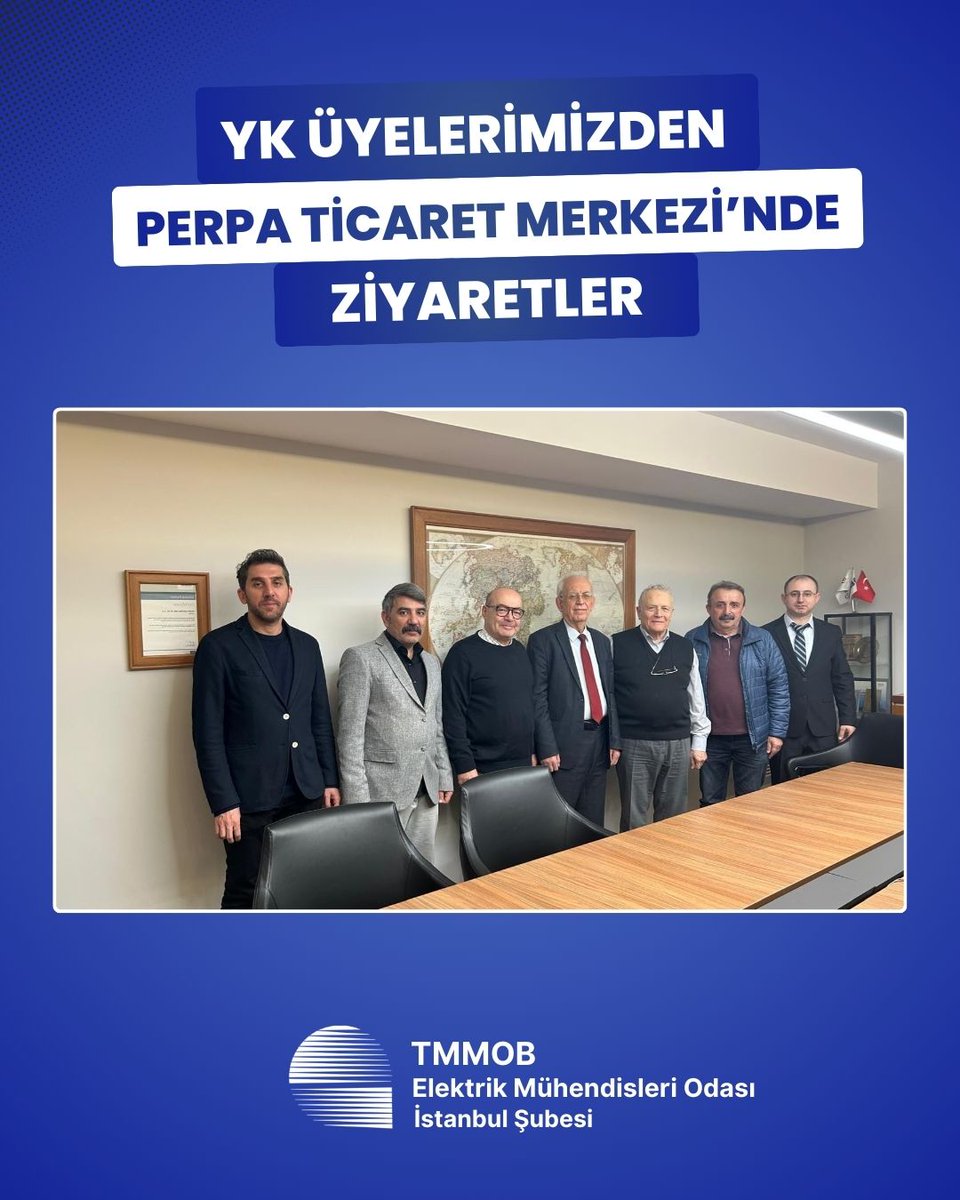 EMO İstanbul Şubemiz YK Bşk. Erhan Karaçay, YK Sayman Üye Nedim Bingöl, YK Üyeleri Hasan Aksu ve Civan Ateş ile önceki dönemler Şişli (Perpa) Temsilcilerimiz Mustafa Aydın, Bilge Özkan ve Egemen Kılıç;