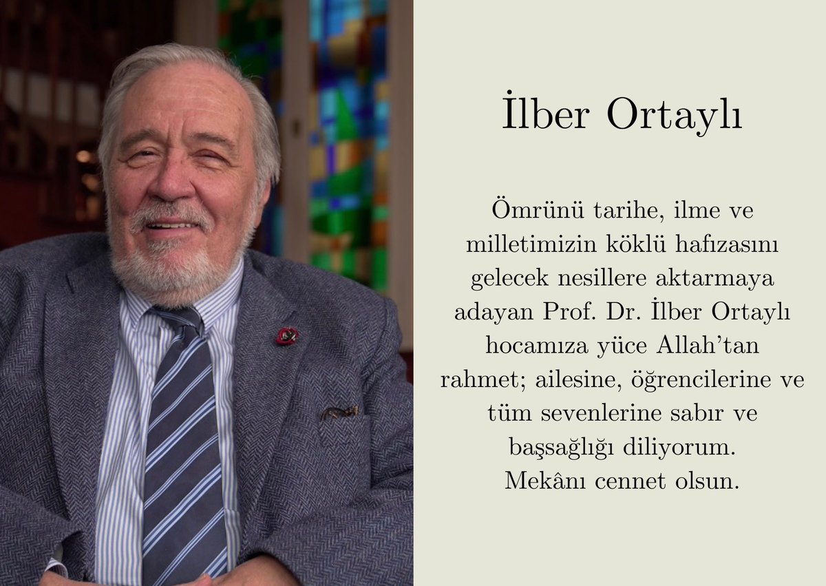 cigdemgnal's tweet photo. Ömrünü tarihe, ilme ve milletimizin köklü hafızasını gelecek nesillere aktarmaya adayan Prof. Dr. İlber Ortaylı hocamıza yüce Allah’tan rahmet; ailesine, öğrencilerine ve tüm sevenlerine sabır ve başsağlığı diliyorum.

Mekânı cennet olsun. https://t.co/poTLsUQ8kW