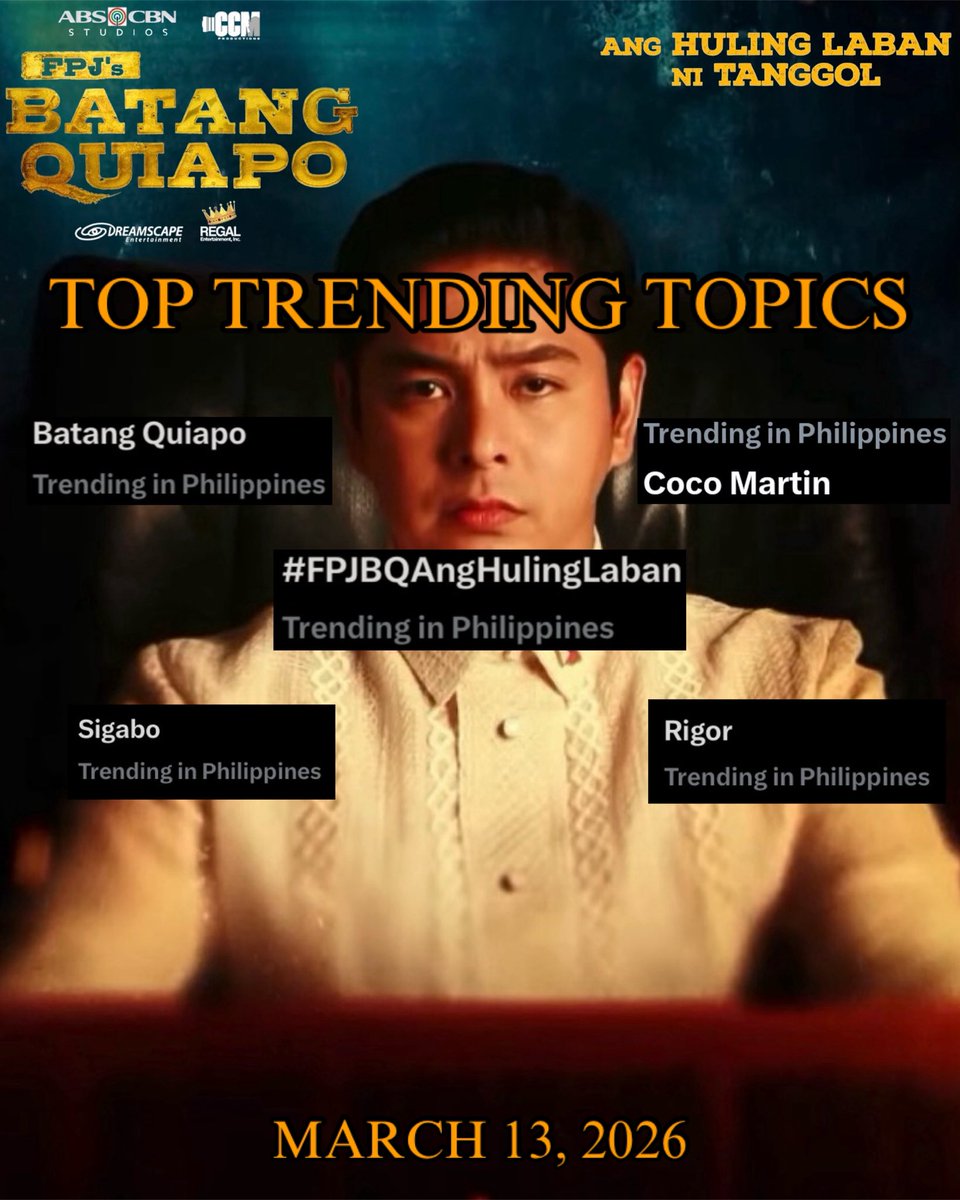 idolcocomartin's tweet photo. TRENDING at tinutukan ang HULING GABI ng Batang Quiapo! 🔥
#FPJsBatangQuiapo #FPJBQAngHulingLaban #CocoMartin #PrimetimeKing https://t.co/tnyWaaESVI