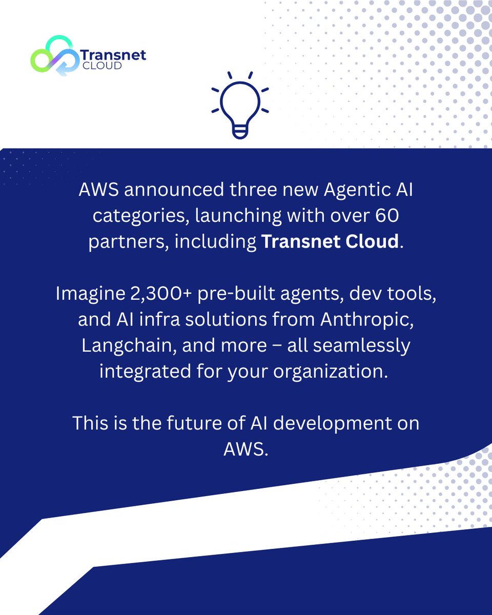 TransnetCloud's tweet photo. Agentic AI is moving from concept to practical implementation, and AWS is building the foundation for the shift. 

And as an AWS partner, we're offering free cloud migration risk assessment for SMBs, enterprises and government-owned orgs. Take advantage of it today and send a DM. https://t.co/c2FNcyisbg