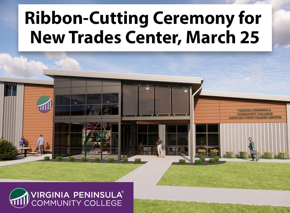 VPCCva's tweet image. VPCC’s Ribbon-Cutting Ceremony for New Trades Center, March 25 hubs.li/Q046JsgF0 #workforce #newportnewsva #skilledtrades #vpccva