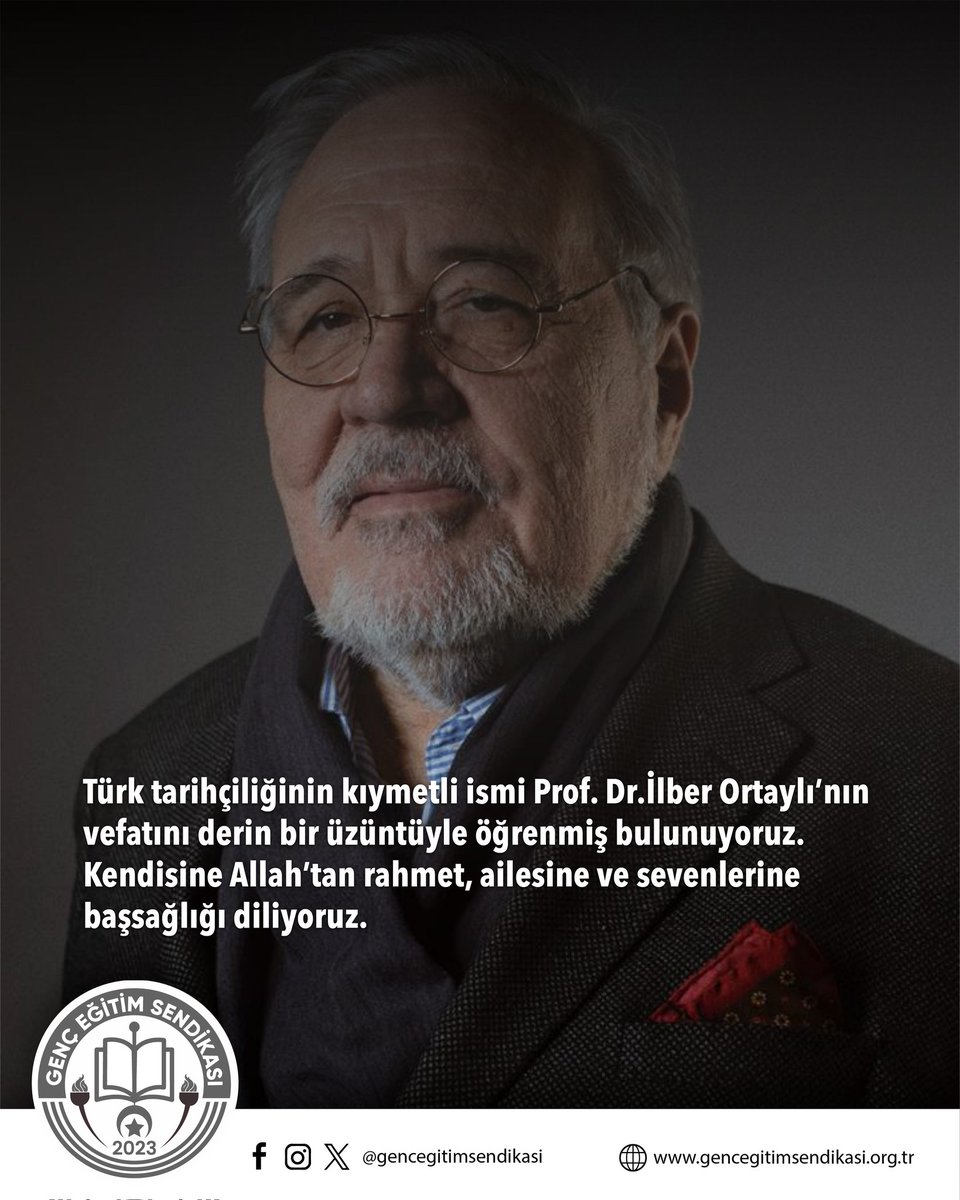 Türk tarihçiliğinin duayen isimlerinden İlber Ortaylı’nın vefat haberini derin bir üzüntüyle öğrenmiş bulunuyoruz.
İlim ve kültür hayatımıza sunduğu kıymetli katkılar daima hatırlanacaktır.
Merhuma Allah’tan rahmet, ailesine, yakınlarına ve tüm sevenlerine başsağlığı diliyoruz.