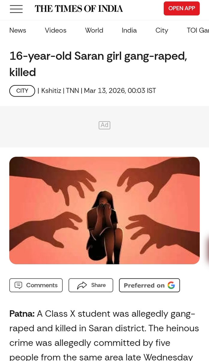 Five Paswan boys gang raped a 16 year old girl and threw her into a well near her house she died there after suffering for 30 minutes. Still, no media, no politician is able to even raise their voice for this.

​This is the act of those who call themselves 'oppressed and deprived