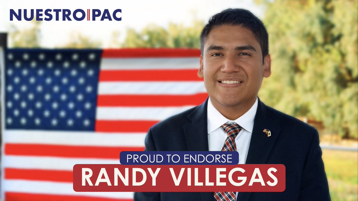 NuestroPAC's tweet photo. Nuestro PAC proudly endorses Randy Villegas for Congress in California’s 22nd District. A son of immigrants, educator, and community fighter, Randy understands the Central Valley and will be a strong voice for working families in Washington. #CA22 https://t.co/kVNciv7caq