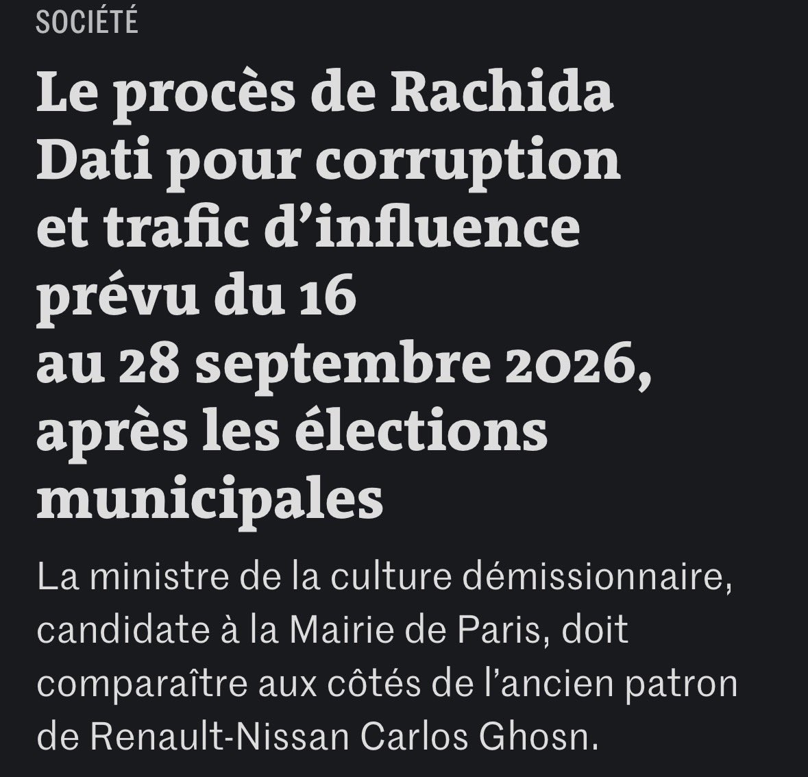 La différence entre <a href="/egregoire/">Emmanuel Grégoire</a> et <a href="/datirachida/">Rachida Dati ن</a> ? L’un est soutenu par une ancienne juge d’instruction spécialiste des délits financiers. L’autre est poursuivie par le parquet national financier (tous les détails sur wikidati.fr)