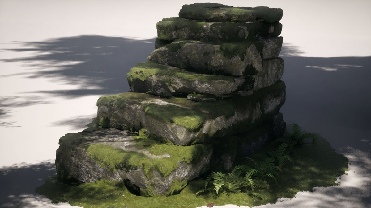 80Level's tweet image. .@coulman_kevin shared the workflow behind the Moss Stone Study, explaining how he sculpted the rocks.

He showed how he added details like fissures and placed the moss on the stones: 80.lv/articles/learn…