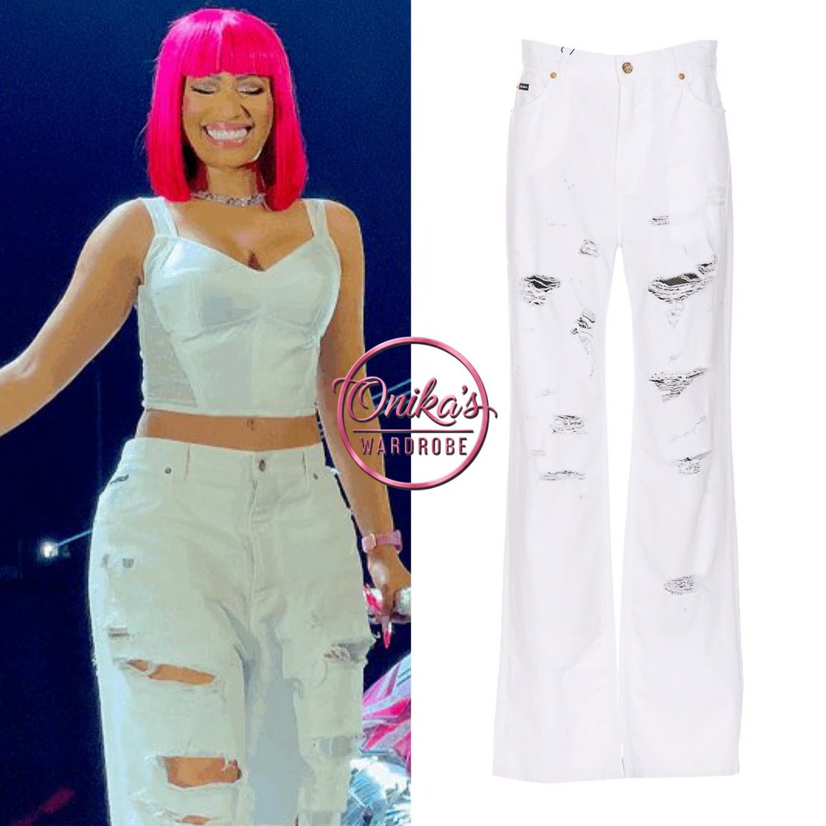 onikaswardrobe's tweet photo. Pink Friday 2 World Tour: DolceGaBARBIE (2024)💞🎀
Nicki Minaj wearing a White @dolcegabbana Shaper Corset Bustier In Lace & Jacquard($975) w/ Dolce & Gabbana Used-effect jeans + a custom glove.
#nickiminaj #fashion #style
#fashion #dolcegabbana #pf2wt
#onikaswardrobe https://t.co/nGgMbJ90i0
