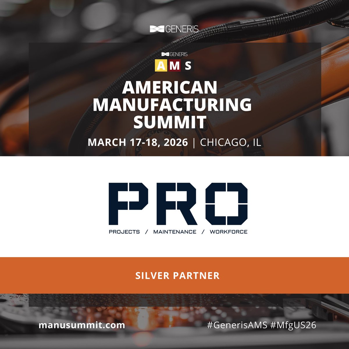 prosatwork's tweet photo. We're heading to the 2026 American Manufacturing Summit hosted by @GenerisGP !

Connect with our team &amp; learn more about how PRO builds &amp; sustains world-class maintenance teams that drive operational excellence.

🔗 https://t.co/7EP293LXxS

#GenerisAMS #MfgUS26 https://t.co/DURA3ufM74