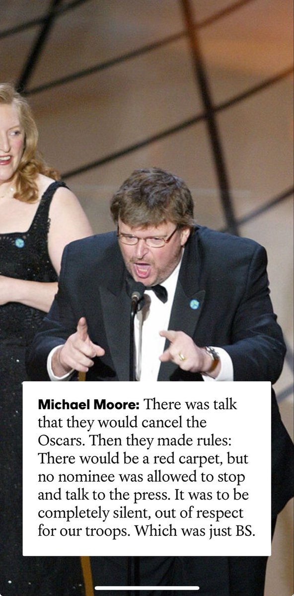 LoriSaldanaSD's tweet image. At the 2003  #Oscars ceremony Michael Moore won for Best Documentary - and then…