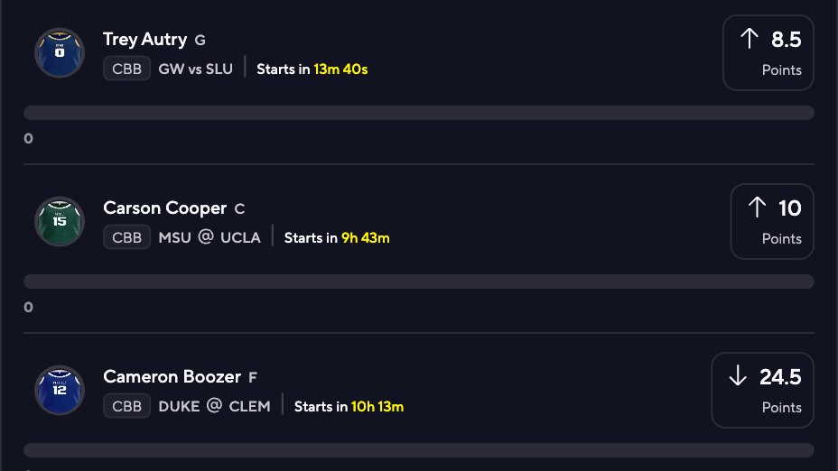 BetsbyBo's tweet photo. CBB PRIZEPICKS SLIP 🏀

+38% EV SLIP 🚀

QUICK TAIL: https://t.co/KJfAQsYnnT

#PrizePicks #GamblingX #sportsbettingpicks #CBBbets https://t.co/ICzpZNfBE6