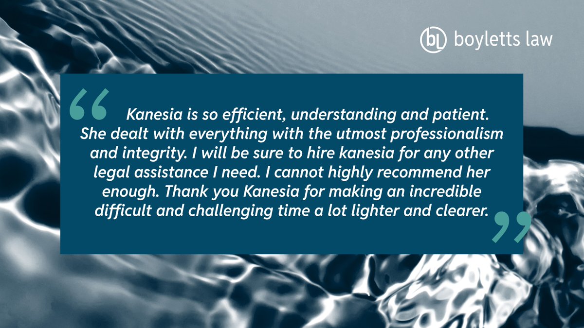 BoylettsLegal's tweet photo. We’re delighted to share this recent review from one of Kanesia Bicar's clients. 

If you need help dealing with probate, or you're just looking for advice, our Probate and Estate Administration team is here to help you: https://t.co/RxjUUEGQsb 
#FeedbackFriday #LawFirm #Probate https://t.co/ziD9S5kmOI