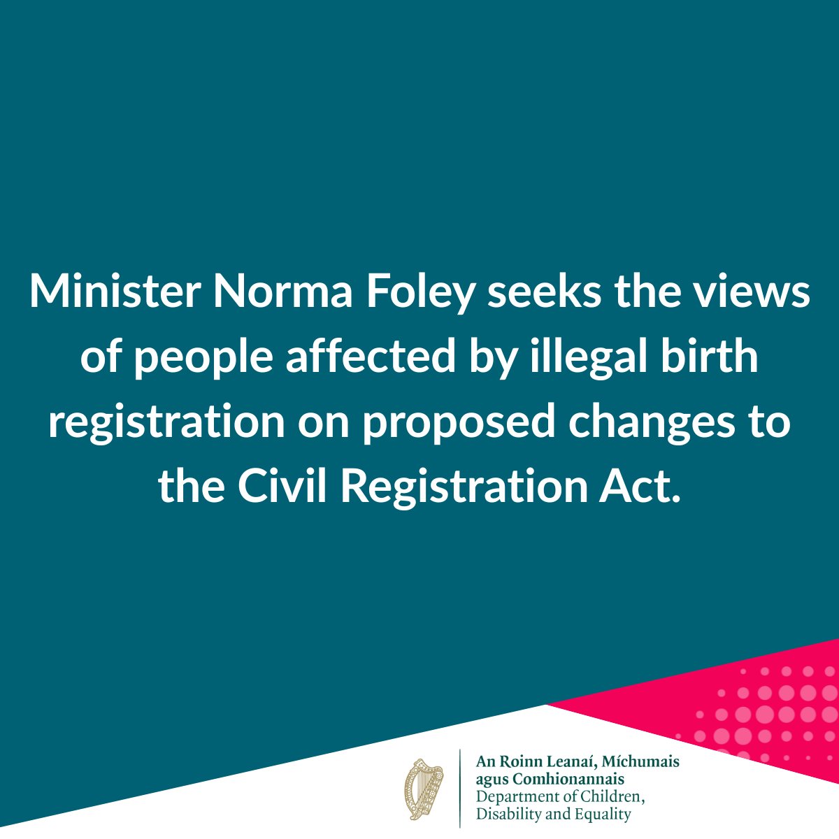 Department of Children, Disability and Equality tweet media