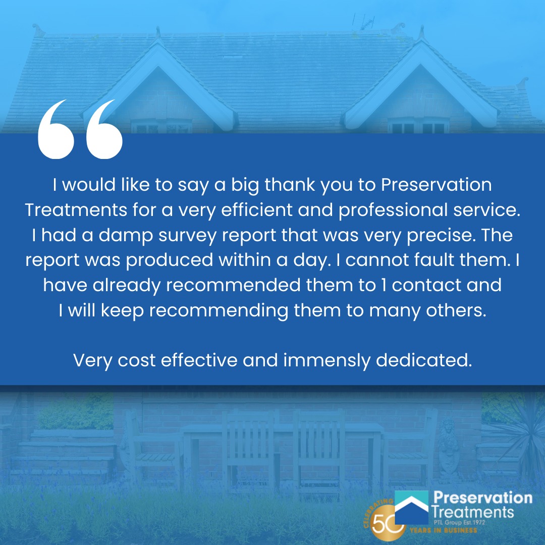 🌟 Another happy customer! 🌟

We're proud to deliver efficient, professional, and cost-effective solutions, like this precise damp survey report completed within a day!

📲 Get in touch for reliable property preservation services: 0800 980 4937

#PreservationTreatments