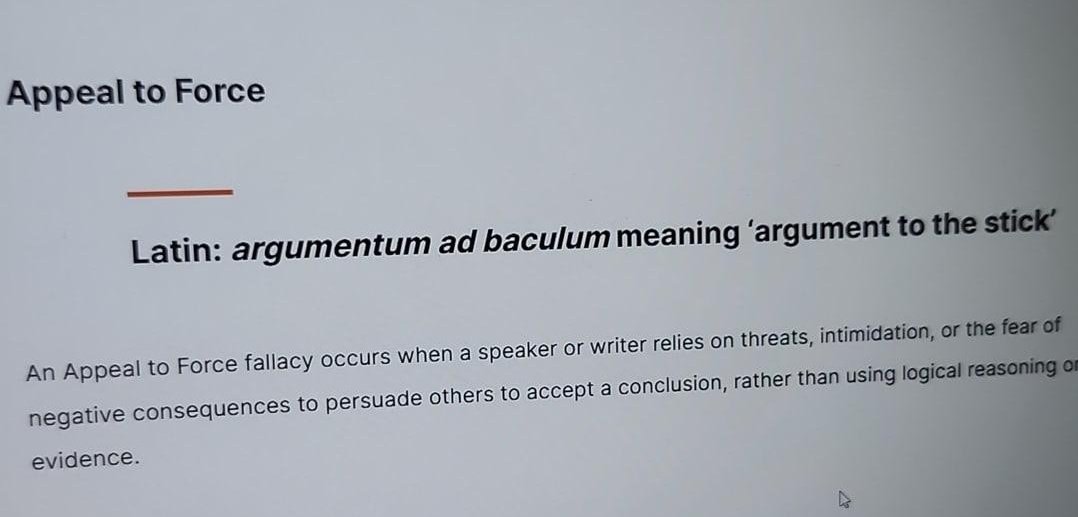 my opps were doing logical fallacies i had them make an argument to the stick