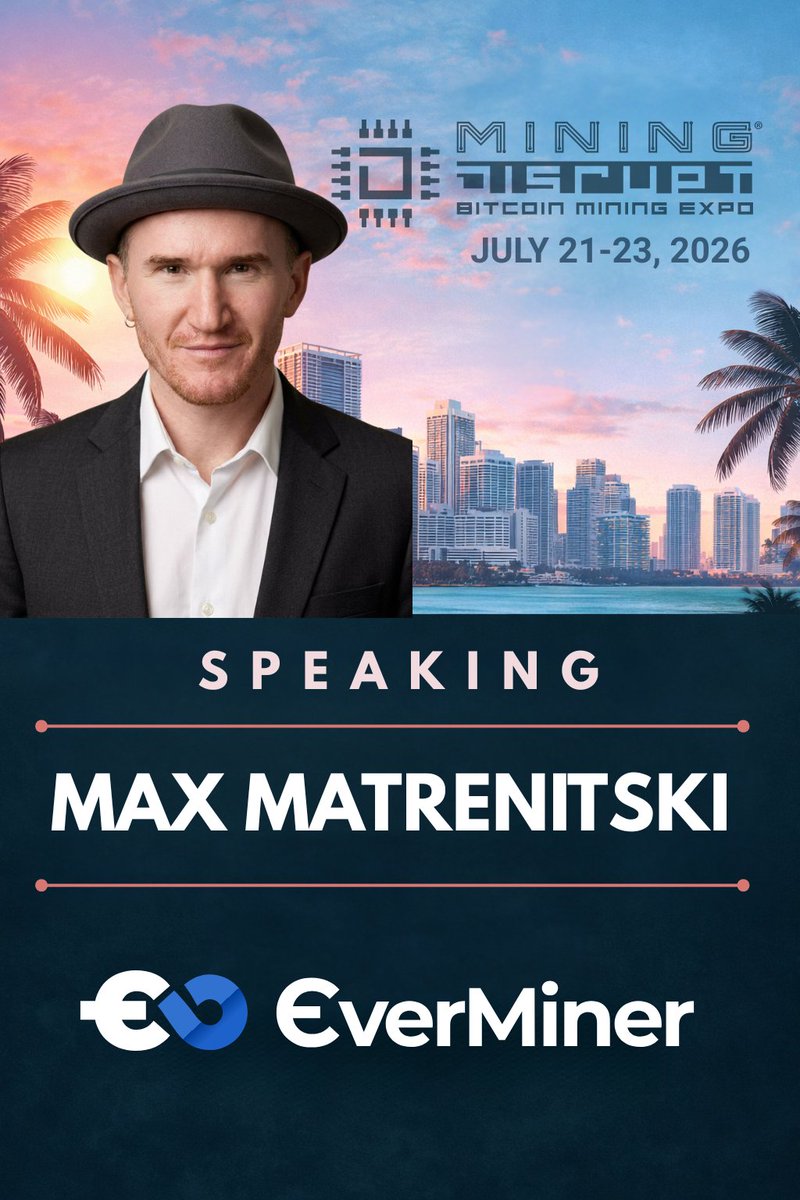 MiningDisrupt's tweet photo. Get ready for powerful insights, real-world strategies, and conversations that move the industry forward.

Meet Max Matrenitski, Founder and CEO at @everminer_io , July 21-23, 2026 at Mining Disrupt. https://t.co/Ga0CXcg3i6